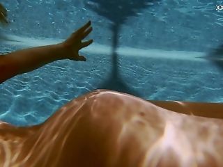 Fabulous Well-shaped Mermaid Alla Zlatavlaska Swims Erotically Hot In Pool